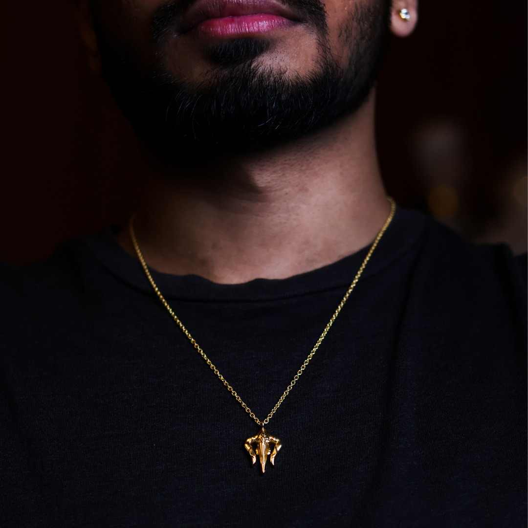 POSEIDON TRIDENT PENDANT (GOLD TEXTURED)