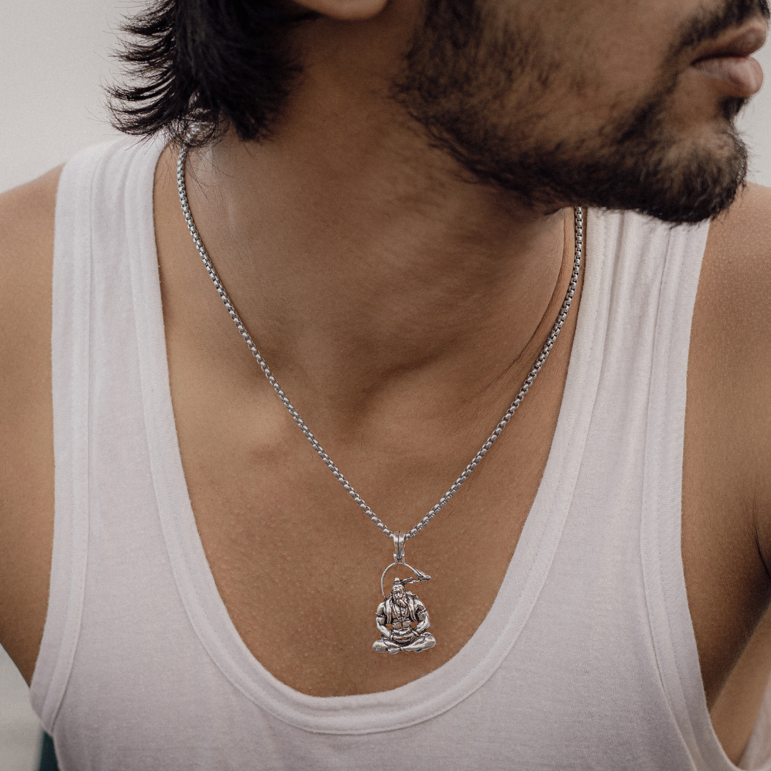 LORD HANUMAN MEDITATING PENDANT + CHAIN