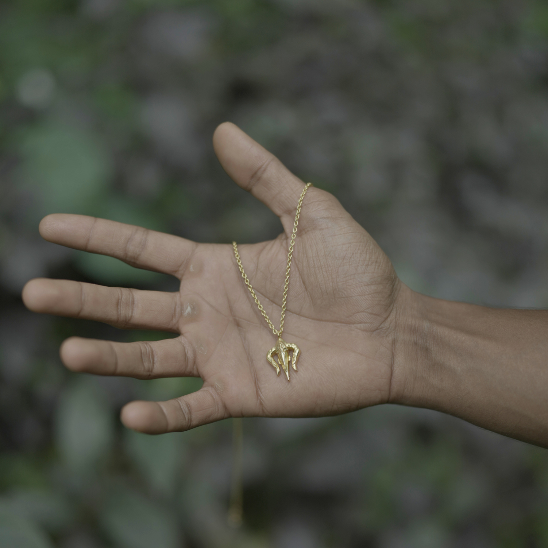 POSEIDON TRIDENT PENDANT (GOLD TEXTURED)