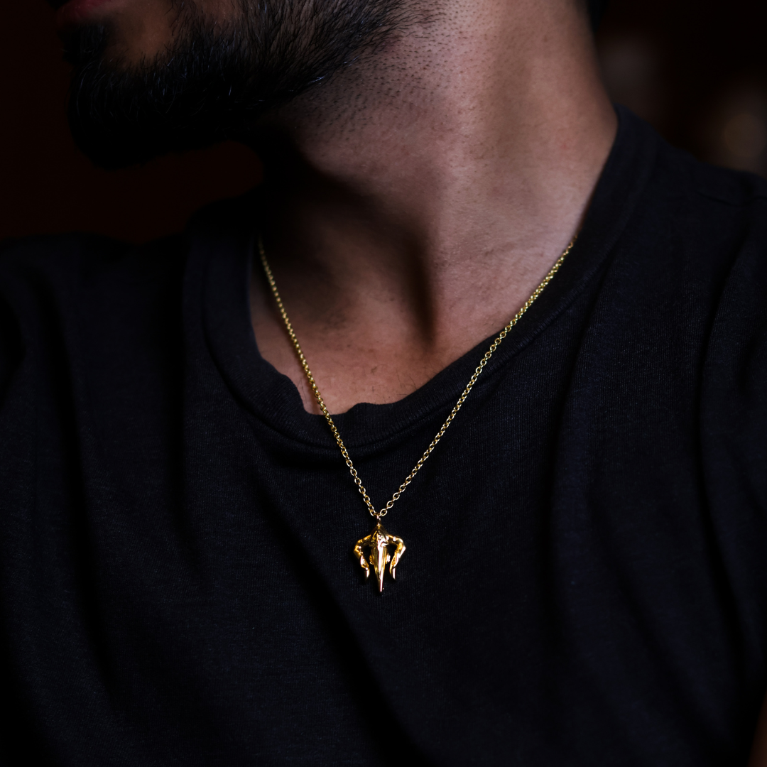 POSEIDON TRIDENT PENDANT (GOLD TEXTURED)