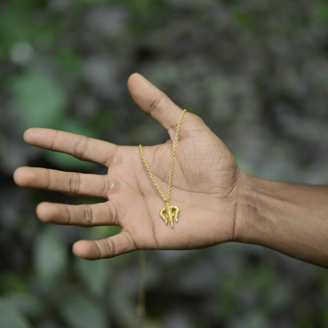 POSEIDON TRIDENT PENDANT (GOLD TEXTURED)